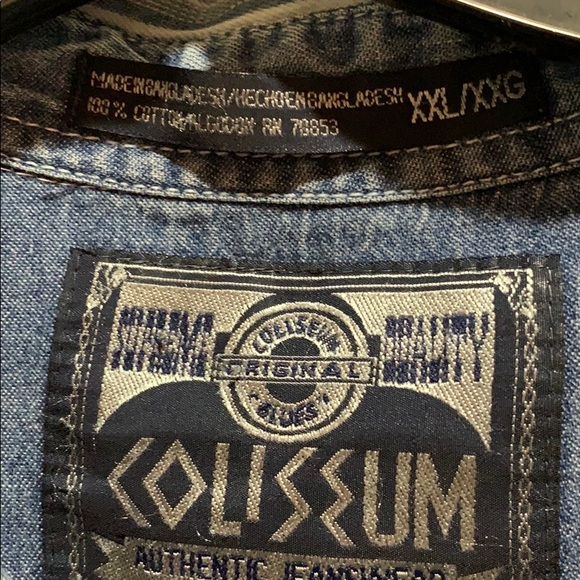 COLISEUM BLUES SPORT SHIRT STRIPE DENIM SZ XXL - Picture 5 of 6